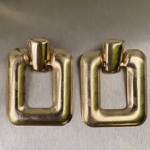 Chunky Square Vintage Bold Statement Earrings Costume Jewelry